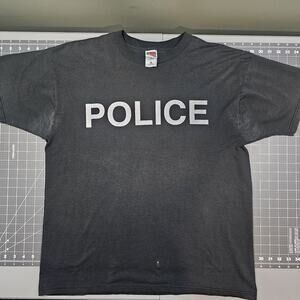 Vintage Police Tshirt XL Black 90s Streetwear Band Skater Grunge Double Sided